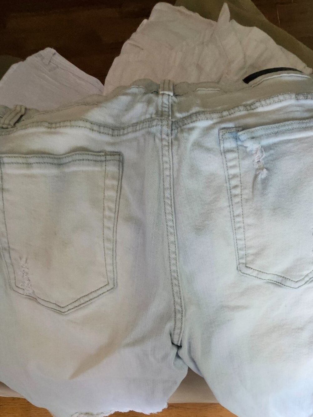 Mens Light Blue Distressed 36W Jean Shorts